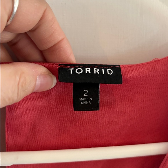 Torrid Size 2 dark rose satin texture long sleeve v-neck dress - Picture 7 of 11